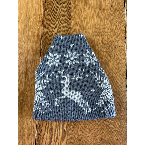 Vintage Smiley Pure Wool Ski Hat Cap Gray Nordic Pattern Sparks NY USA Deer Snow - Picture 2 of 4